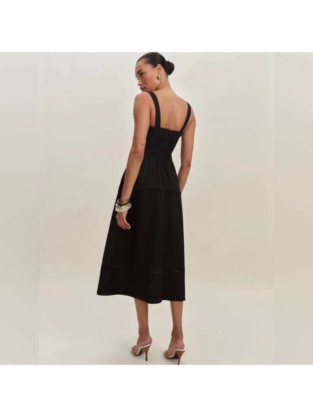 NEW Reformation Everett Sleeveless Linen Embroidered Midi Dress | US 6 UK 10 - Picture 5 of 15